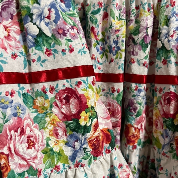 Square up full tiered floral ribbon skirt size large flowy flirty vintage retro - Picture 9 of 9